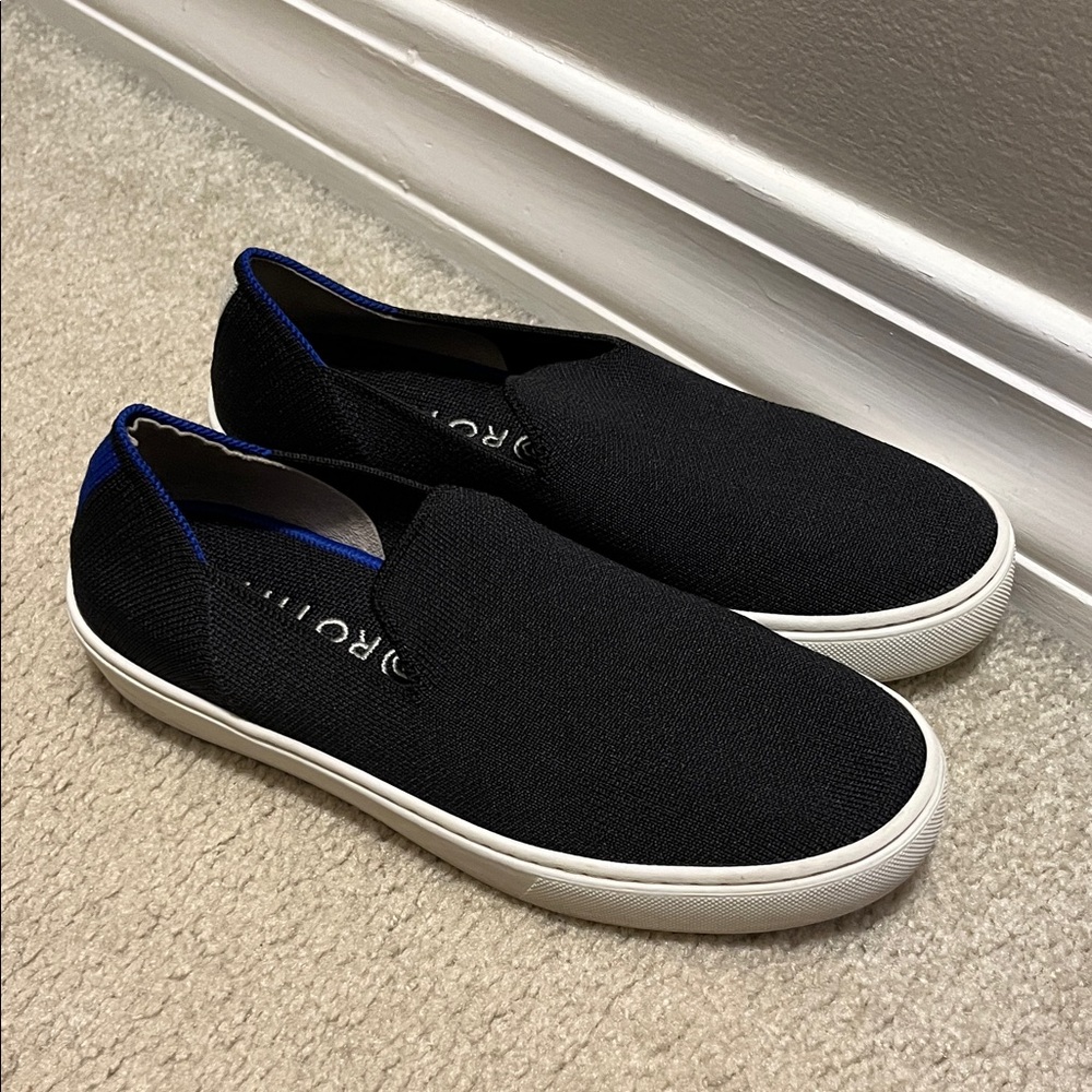 Rothy's Black and Blue Slip-On Loafers